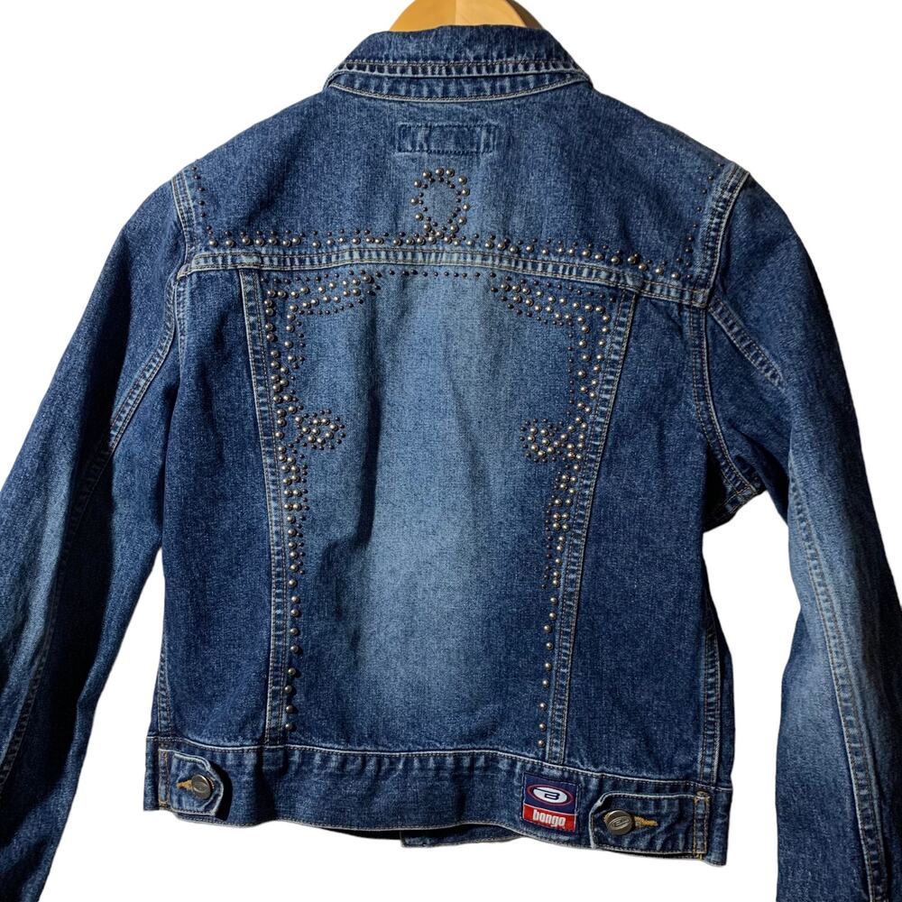 Vintage Bongo Denim Jean Jacket Stone Embellished Junior sz Med - Picture 6 of 11